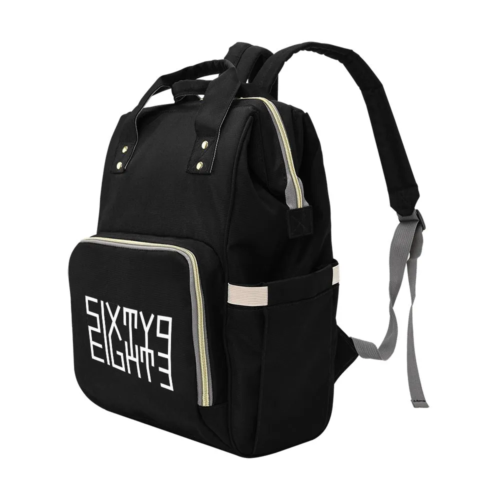 Sixty Eight 93 Logo White Black Multi-Function Backpack