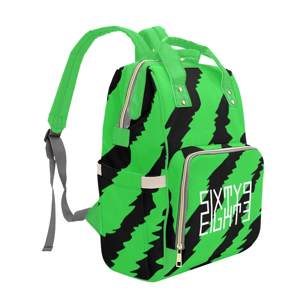 Sixty Eight 93 Logo White Lime Green Slash Multi-Function BackPack