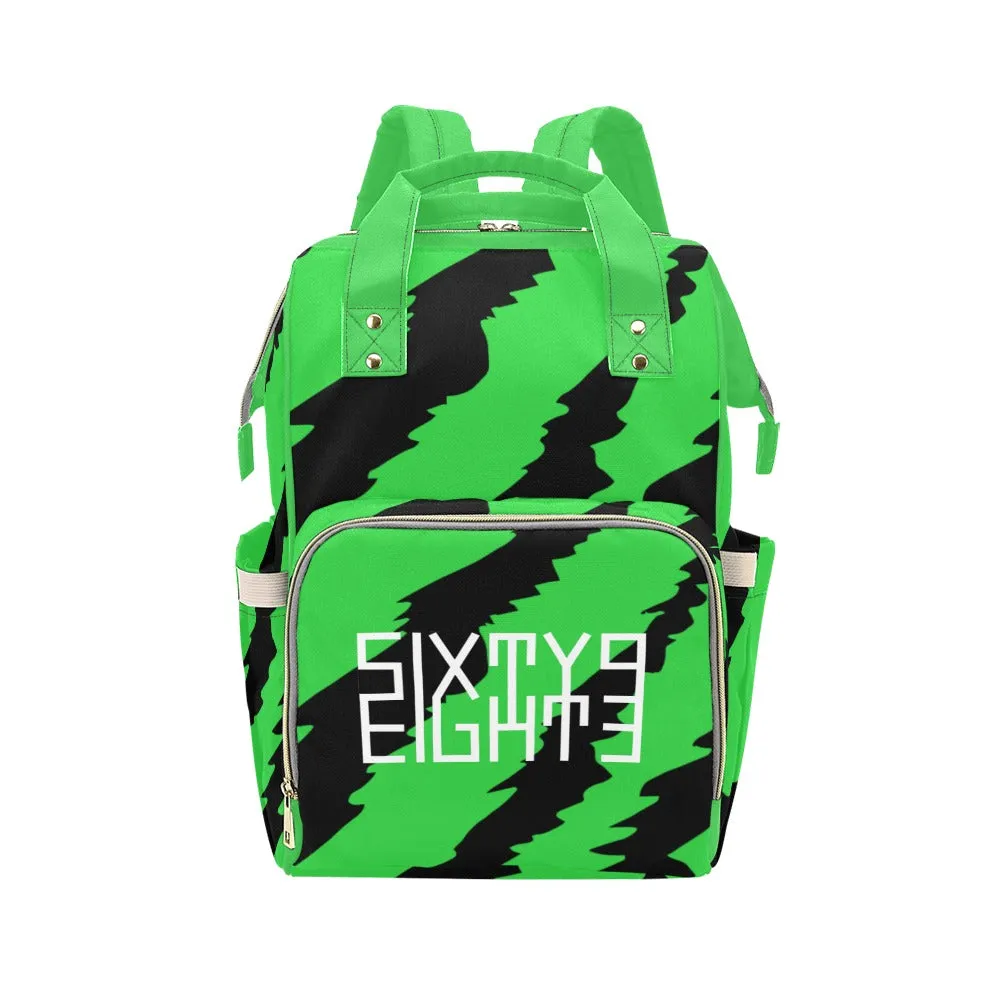 Sixty Eight 93 Logo White Lime Green Slash Multi-Function BackPack