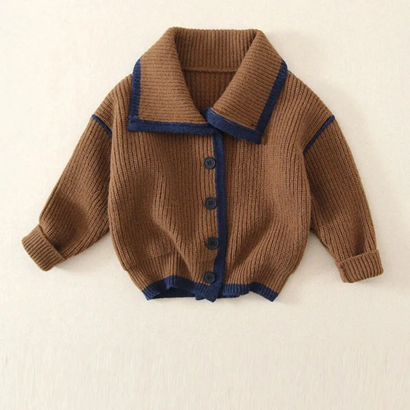 Spring Autumn Fashion Jackets Children Girls Cardigan Knit Sweater Boys Clothes Kids Cute Baby Coats Outerwear Clothing 1-8Years