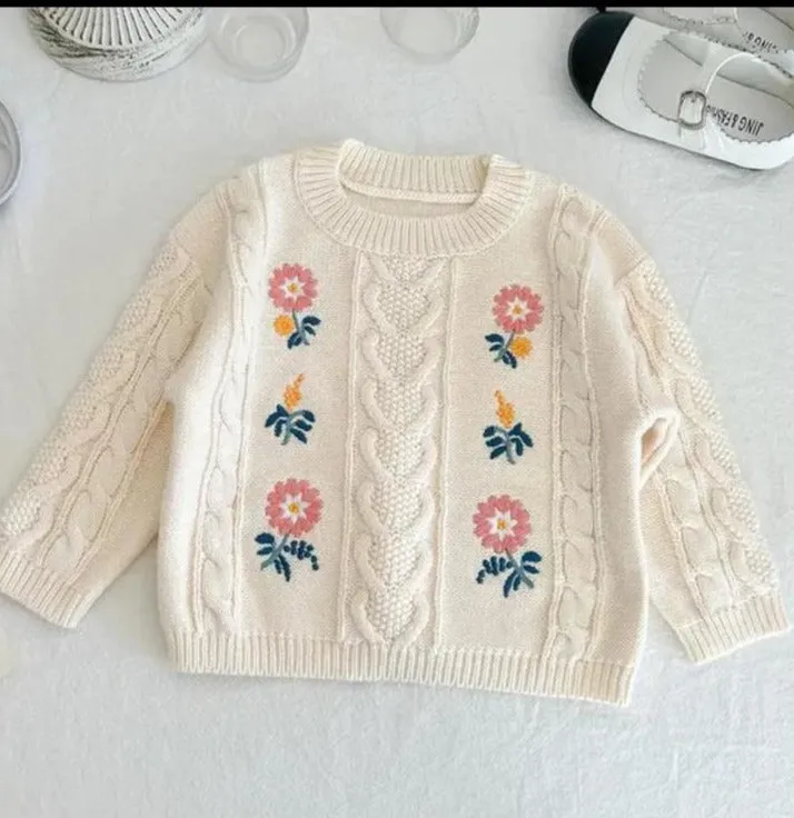 Spring Baby Girls Embroidery Jacket Children's Clothing Girls Autumn Long Sleeve Print Knitwear Kids Girls Coats 20149177