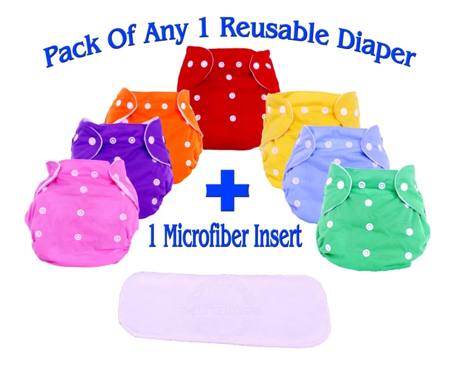 THE LITTLE LOOKERS Adjustable Cotton Pocket Diapers & Reusable Baby Washable Cloth Diaper Nappies with Wet-Free Inserts for Babies/Infants/Toddlers |Age 0 to 2 Years