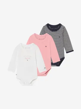 Tommy Hilfiger Baby Girls Organic Cotton Bodysuits Set (3 Piece)