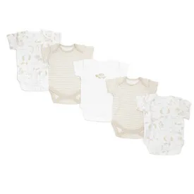 Unisex Short-Sleeved Bodysuits - Pack Of 5 (Cream)