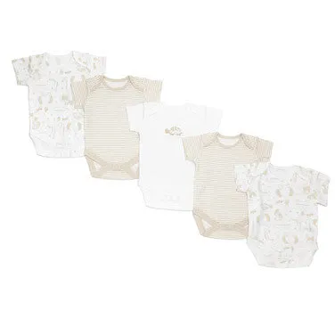 Unisex Short-Sleeved Bodysuits - Pack Of 5 (Cream)