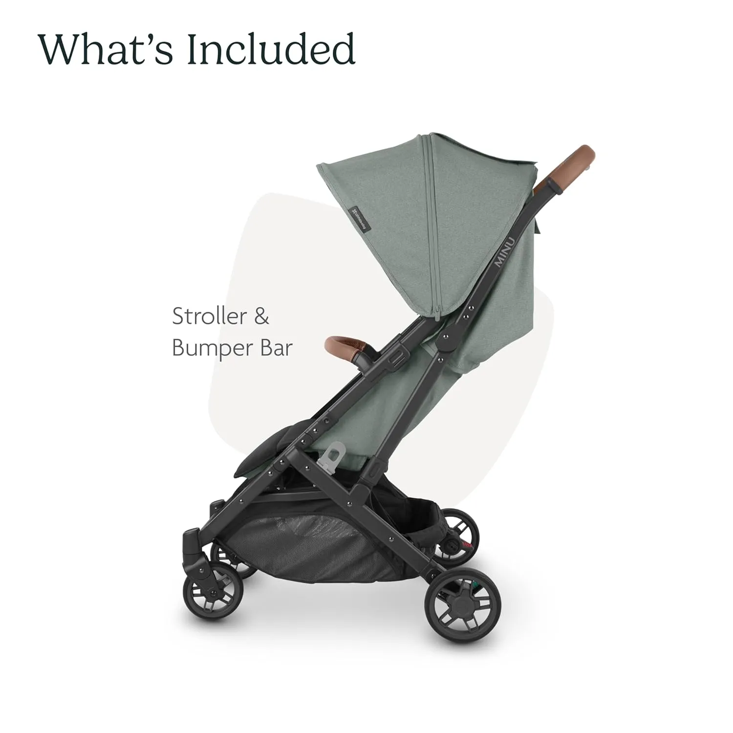 UPPAbaby MINU V2 Compact Stroller - Gwen (Green Melange / Carbon / Saddle Leather)