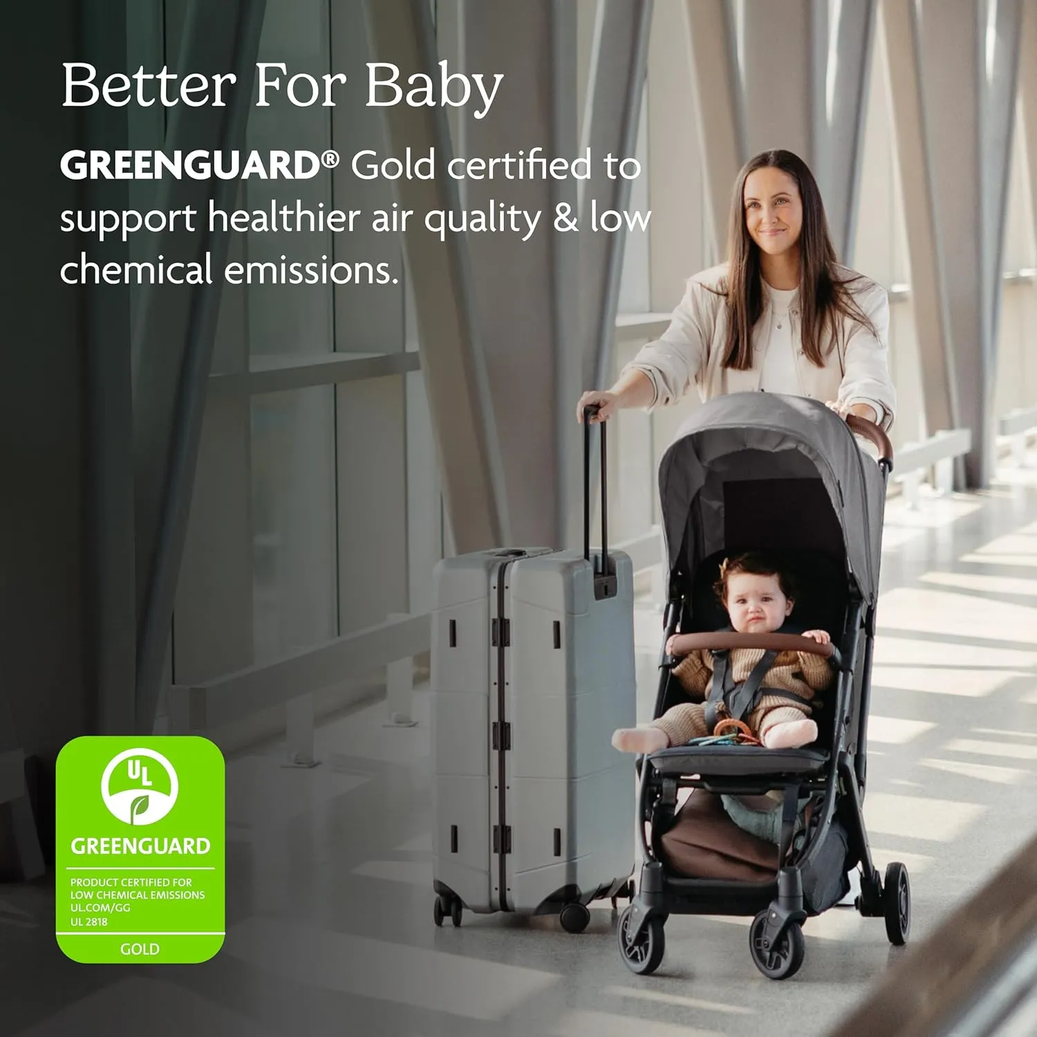 UPPAbaby MINU V2 Compact Stroller - Gwen (Green Melange / Carbon / Saddle Leather)