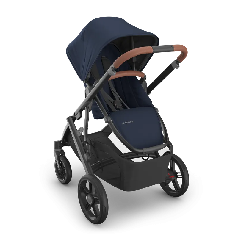 UPPAbaby Vista V3 Stroller & Bassinet Bundle - Noa (Navy / Carbon Frame / Saddle Leather)