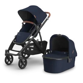 UPPAbaby Vista V3 Stroller & Bassinet Bundle - Noa (Navy / Carbon Frame / Saddle Leather)