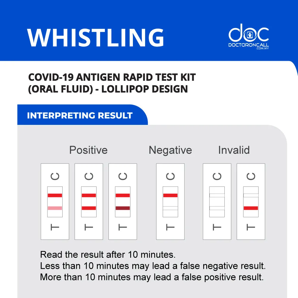 Whistling COVID-19 Home Rapid Antigen Kit (RTK) Lollipop Design (EXP: 26/11/23)