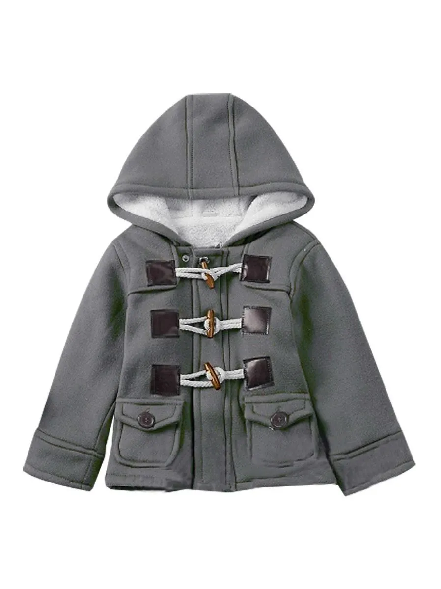 Winter Stylish Baby Toddler Boys Fleece Lining Hooded Coat