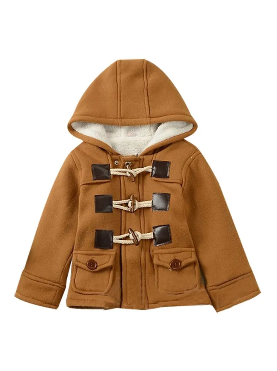 Winter Stylish Baby Toddler Boys Fleece Lining Hooded Coat