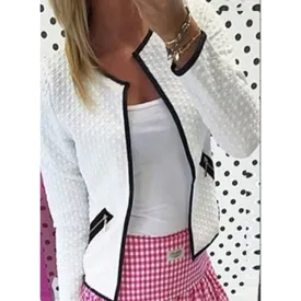 Women Solid Color Pocket Zipper Casual Jacket Coat